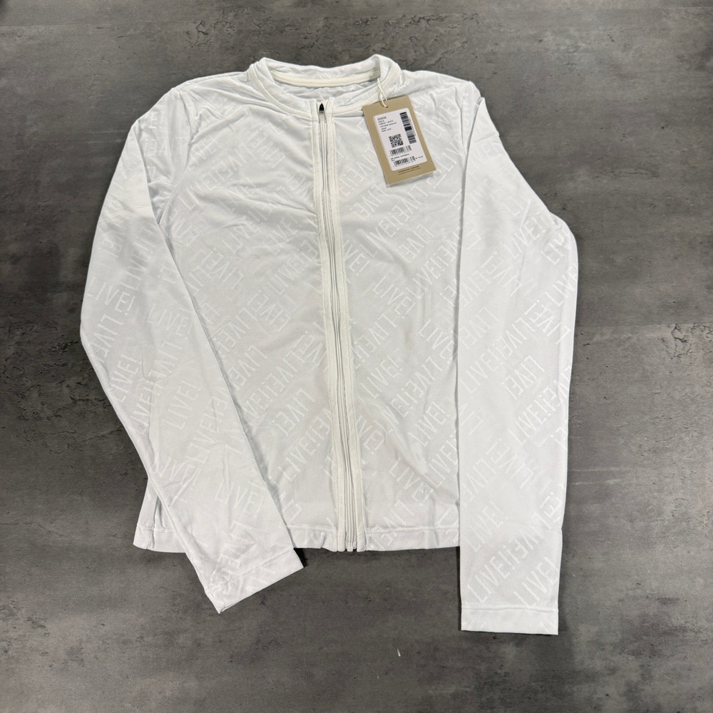 LIVE! Jacket Womens S Mesh Jacquard White Full Zip Quick Dry Training Sheer